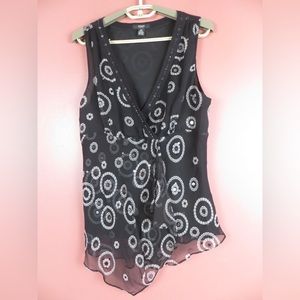 ALFANI Women Thin Lightweight 100%Silk Asymmetrical Tank Top Sequined Beaded